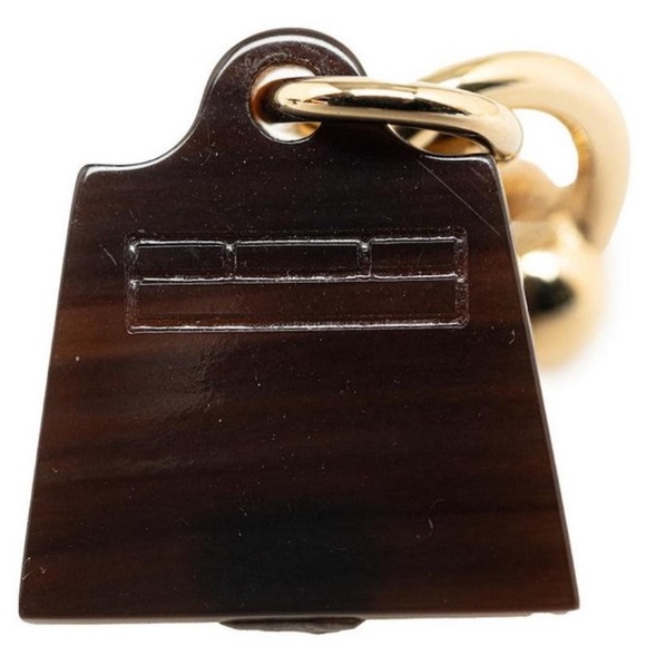 Hermès Authentic Amulet Maroquinier Kelly Cadena Earrings Brown Golden New W Box - Picture 13 of 16